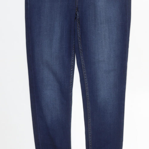 F&F Womens Blue  Cotton Straight Jeans Size 12 L31 in Regular Zip