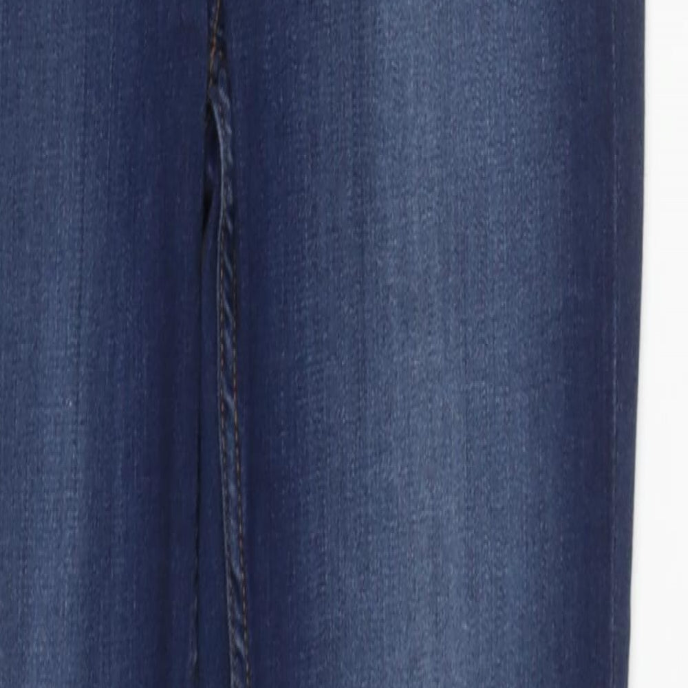 F&F Womens Blue  Cotton Straight Jeans Size 12 L31 in Regular Zip