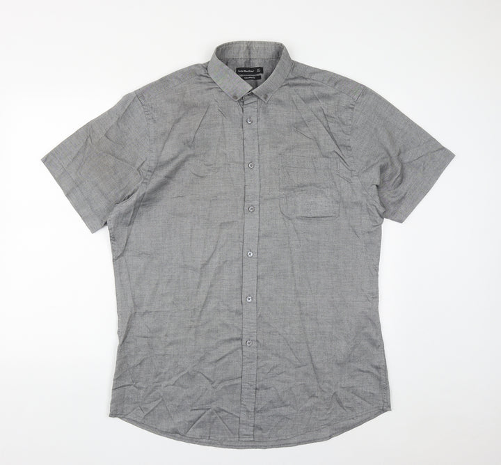 Cedar Wood State Mens Grey  Cotton  Button-Up Size 17 Collared Button