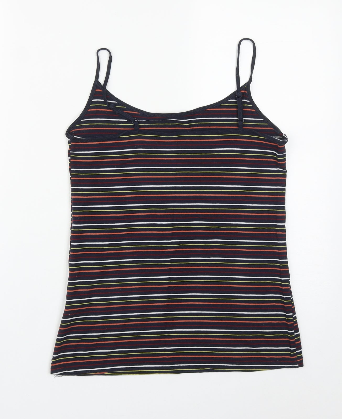 Primark Womens Multicoloured Striped Cotton Basic Tank Size M Round Neck