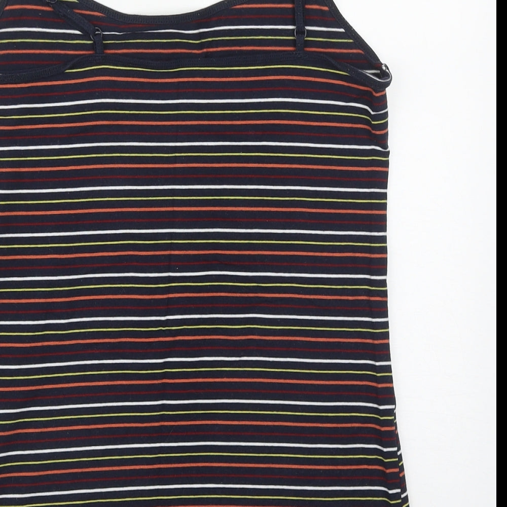 Primark Womens Multicoloured Striped Cotton Basic Tank Size M Round Neck