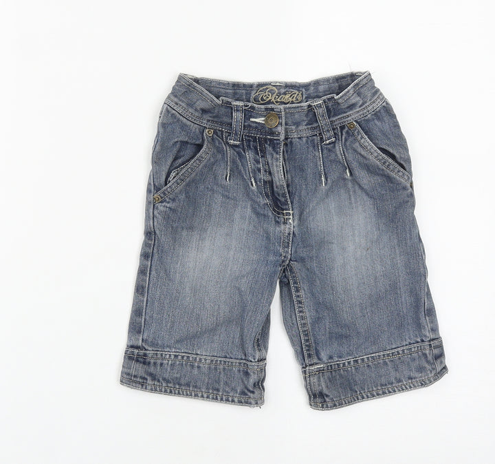 Okaidi Girls Blue Cotton Bermuda Shorts Size 4 Years Regular Zip
