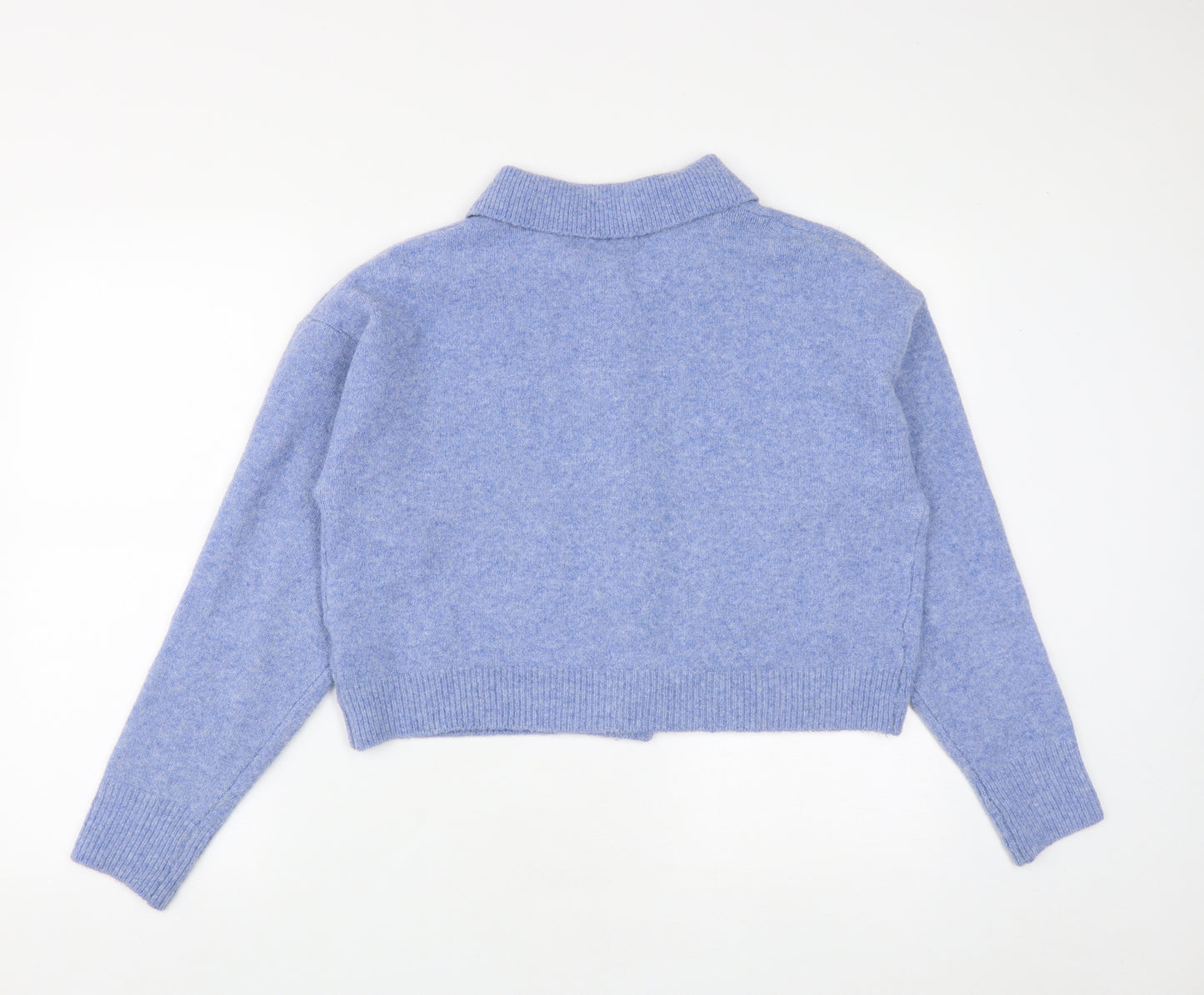 Primark Womens Blue Collared  Polyester Cardigan Jumper Size M