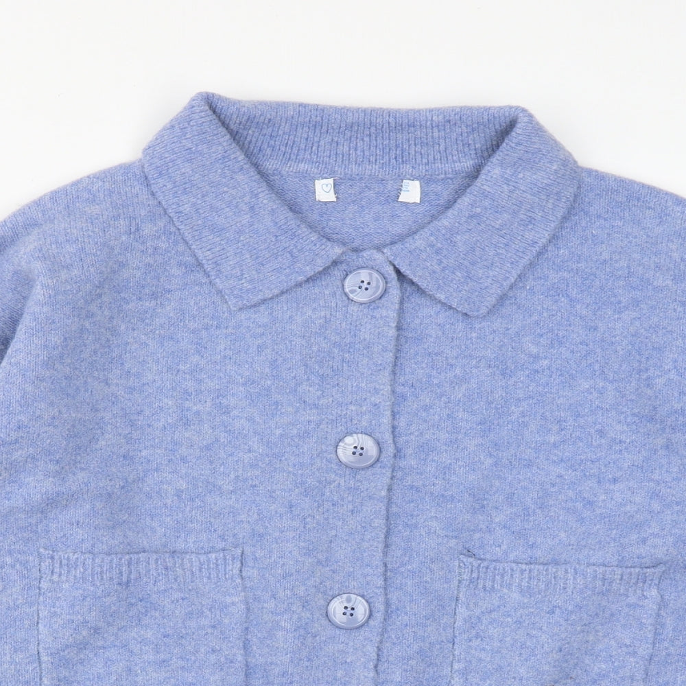 Primark Womens Blue Collared  Polyester Cardigan Jumper Size M