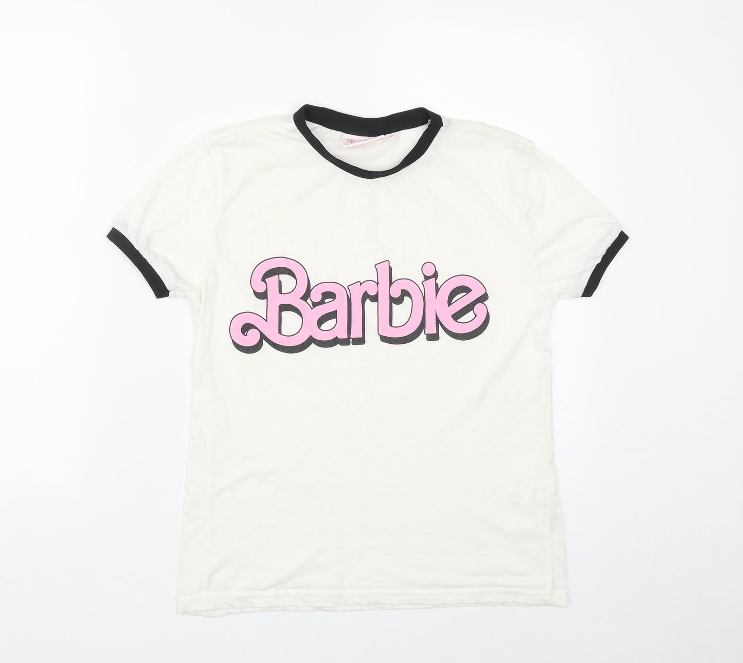 Blue Inc Womens White  Polyester Basic T-Shirt Size 10 Roll Neck - Barbie