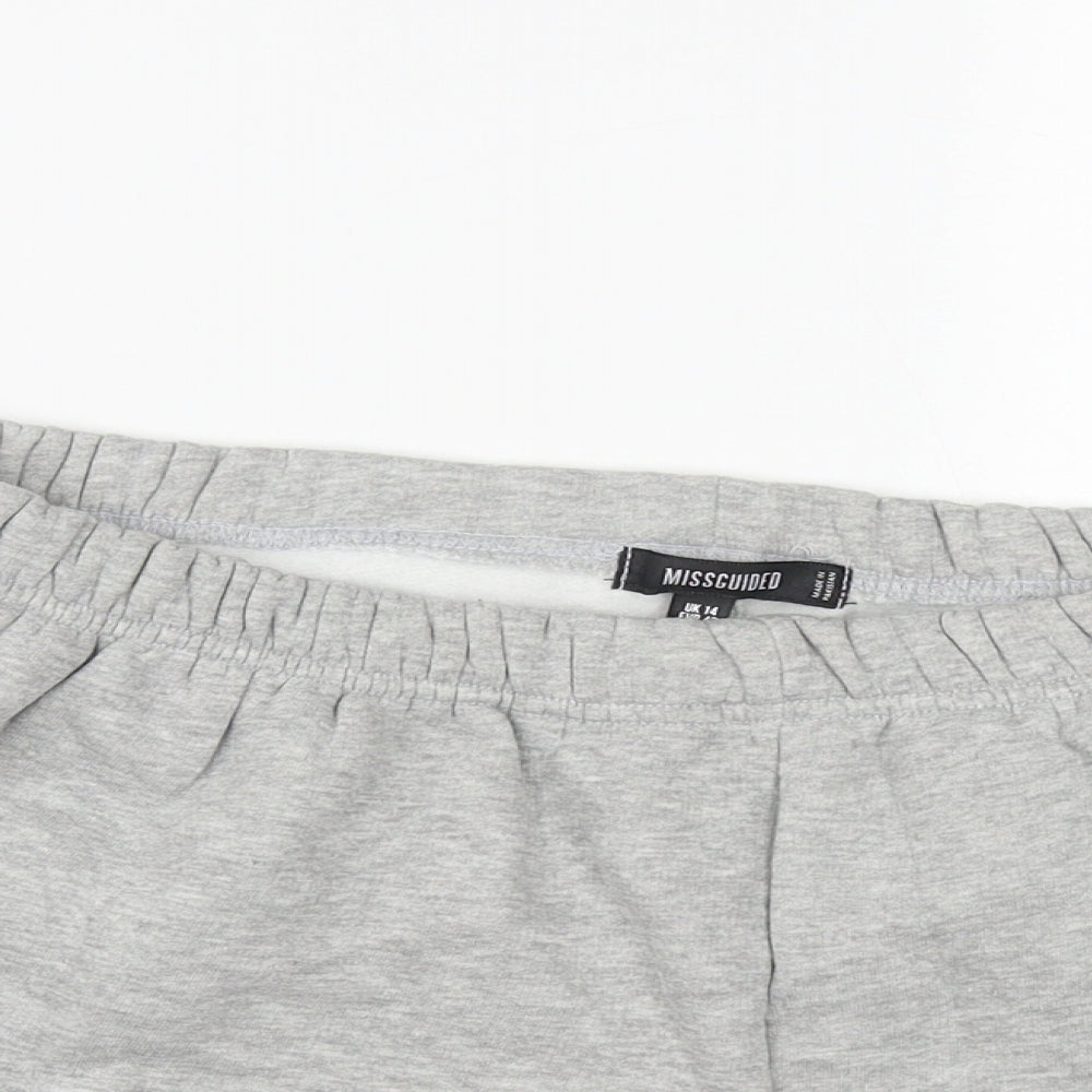 Missguided Womens Grey  Cotton Sweat Shorts Size 14  Regular