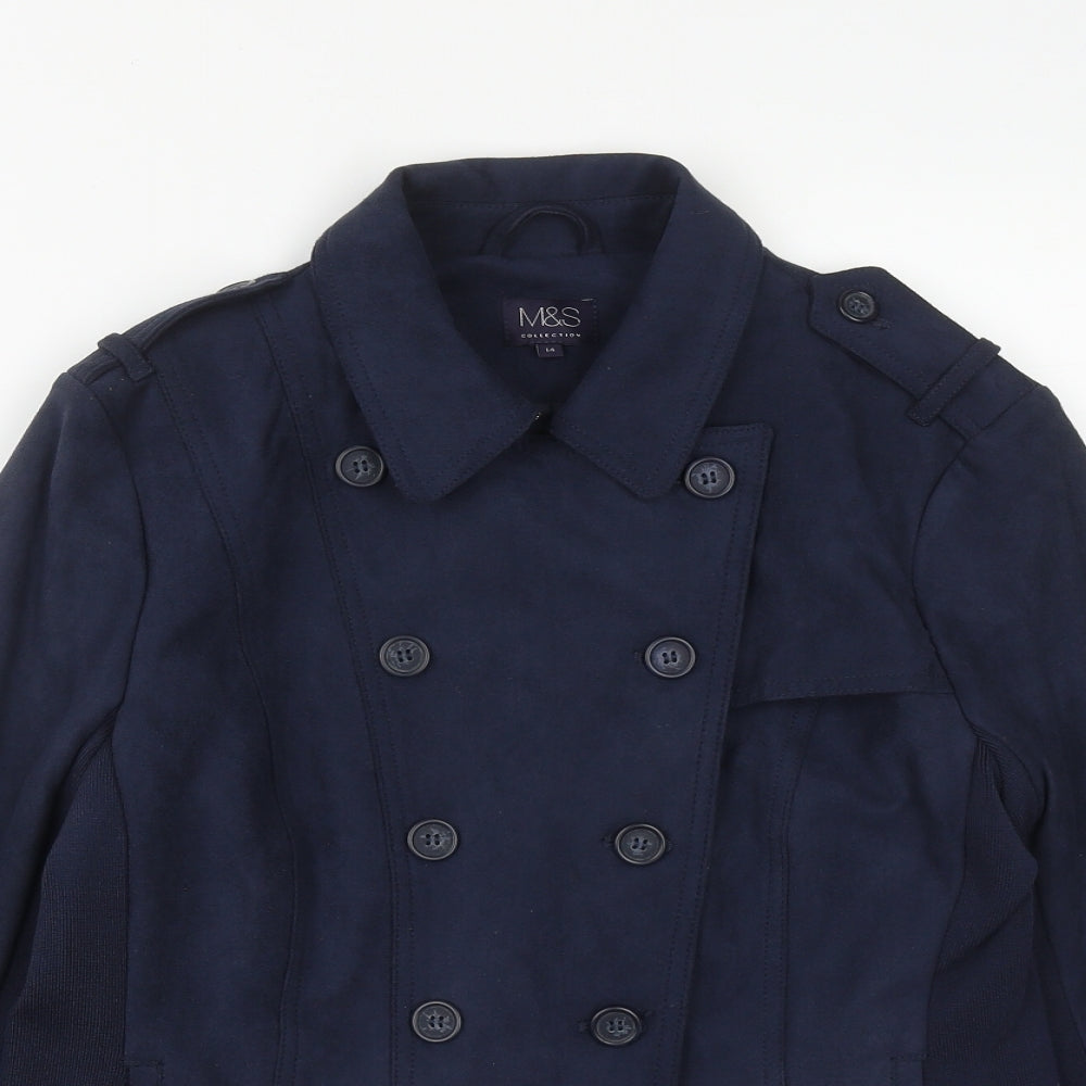 Marks and Spencer Womens Blue   Pea Coat Coat Size 14  Button