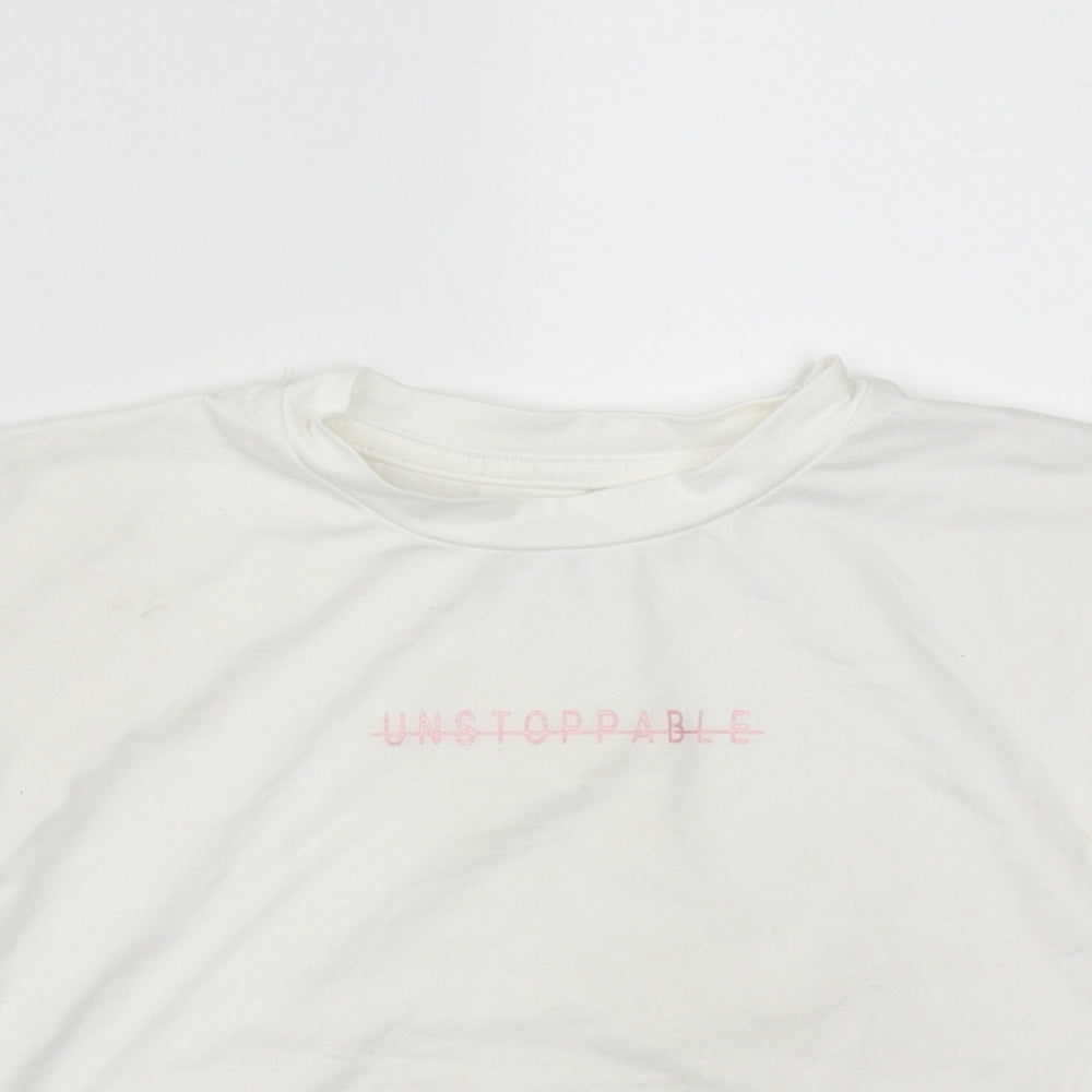 Matalan Girls White  Polyester Basic T-Shirt Size 6-7 Years Round Neck  - Unstoppable
