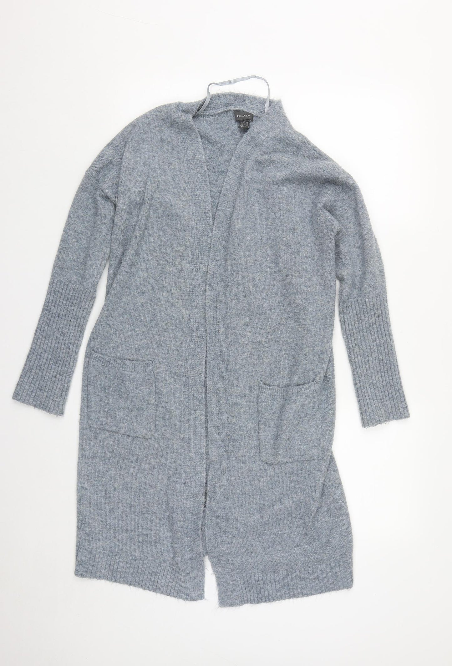 Primark Womens Grey V-Neck  Acrylic Cardigan Jumper Size S