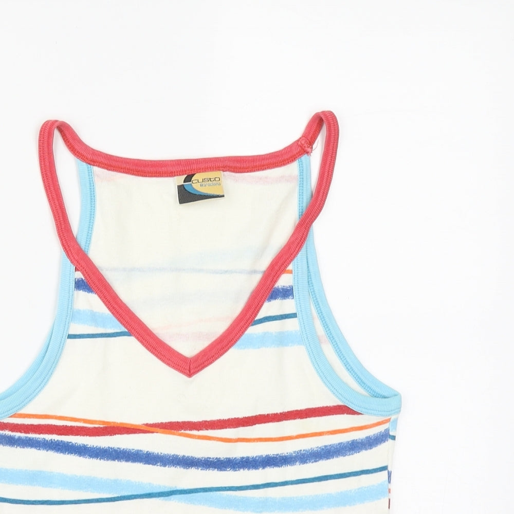 Custo Barcelona Womens Multicoloured Striped Polyester Basic Tank Size S V-Neck