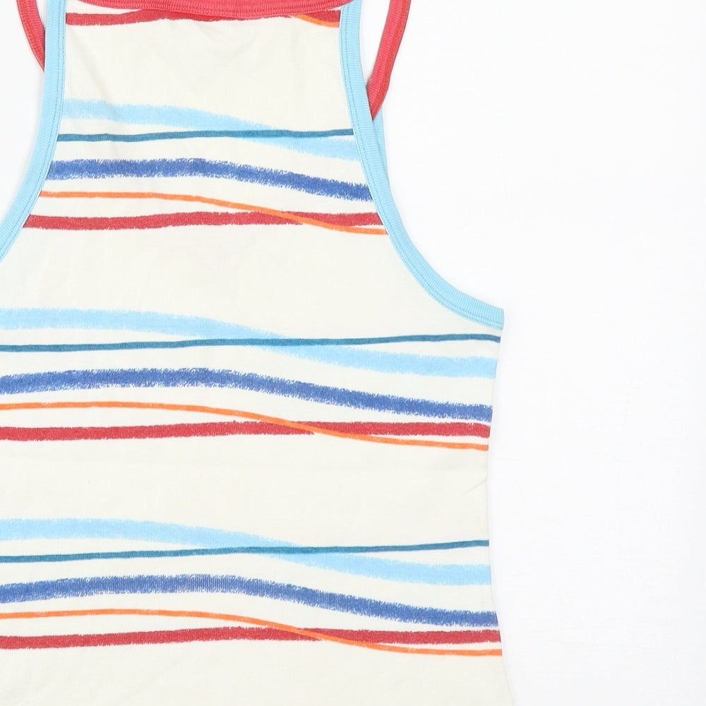 Custo Barcelona Womens Multicoloured Striped Polyester Basic Tank Size S V-Neck