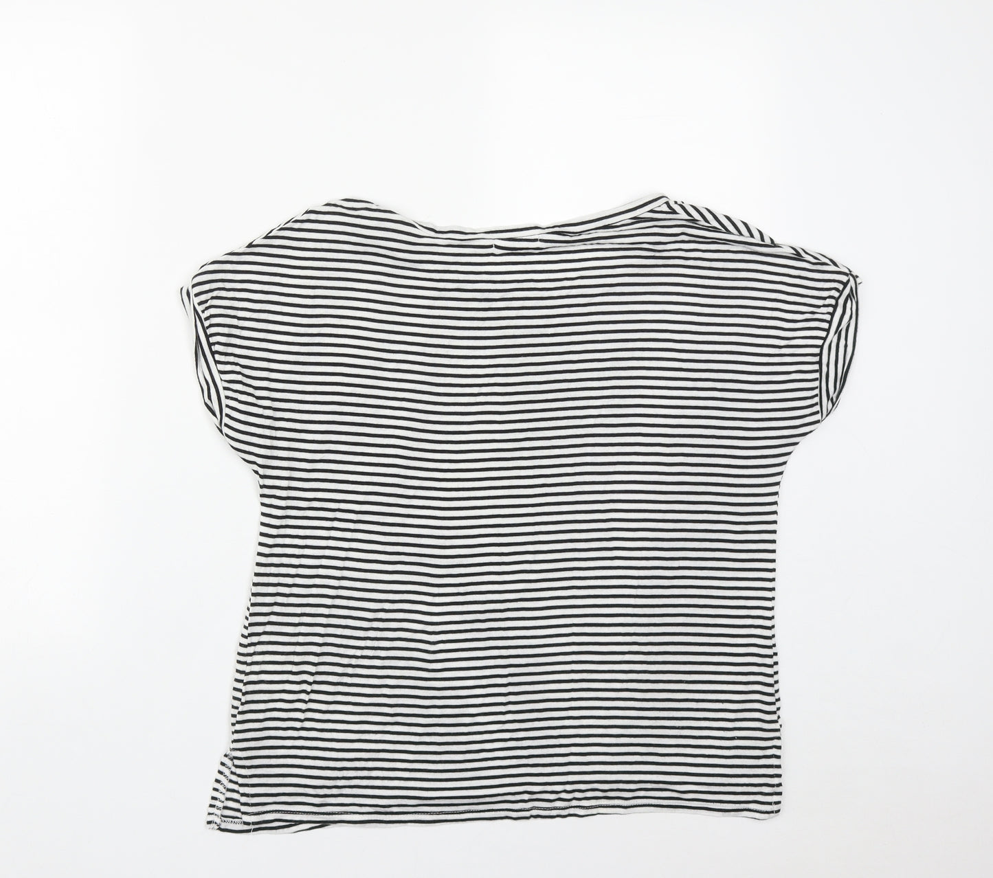 Heart & Hips Womens Multicoloured Striped Cotton Basic T-Shirt Size L Round Neck