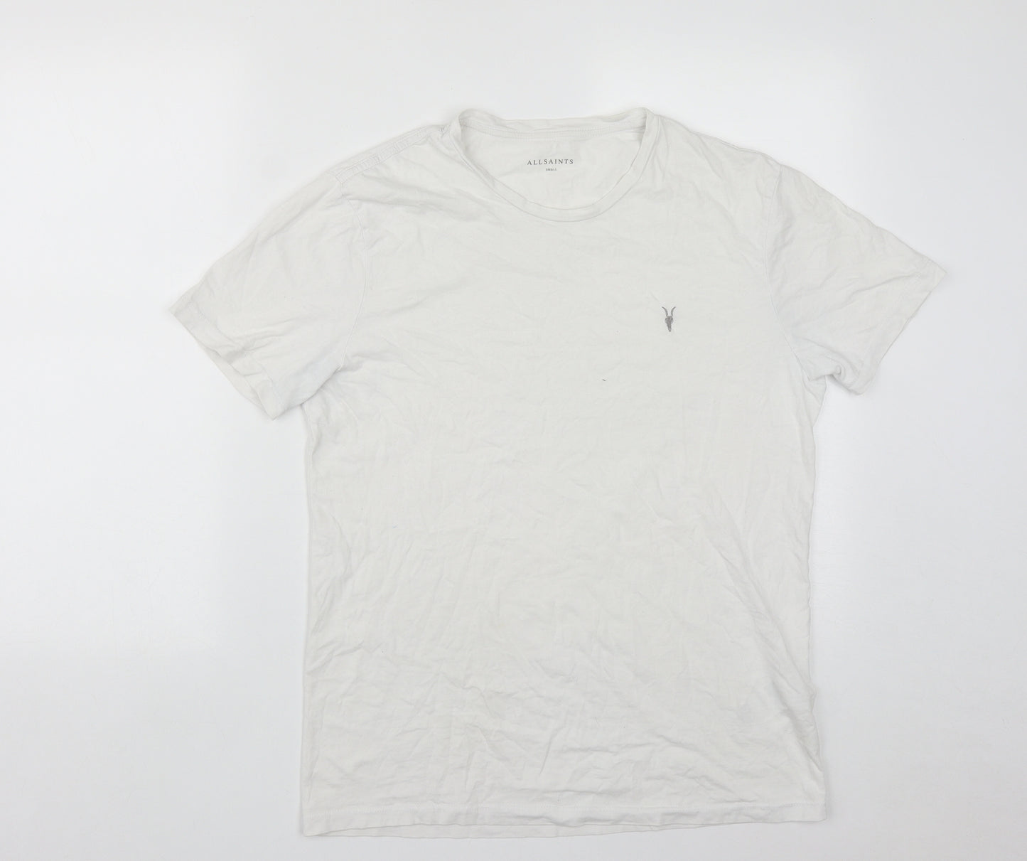 AllSaints Mens White  Cotton  T-Shirt Size S Round Neck