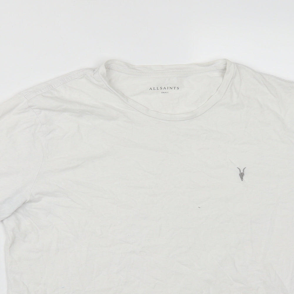 AllSaints Mens White  Cotton  T-Shirt Size S Round Neck