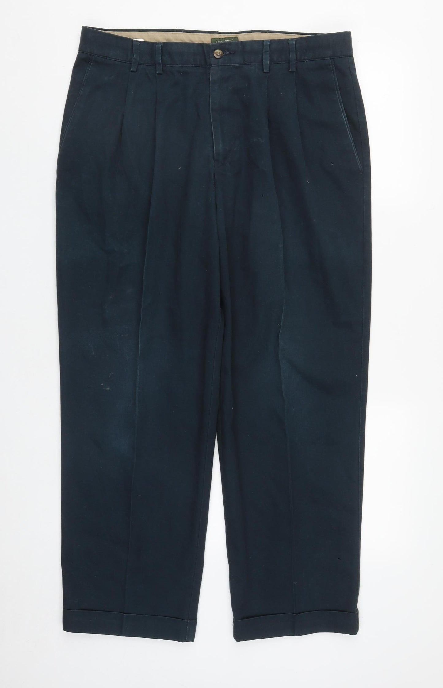 DOCKERS Mens Blue  Cotton Carrot Trousers Size 36 in L30 in Regular Zip