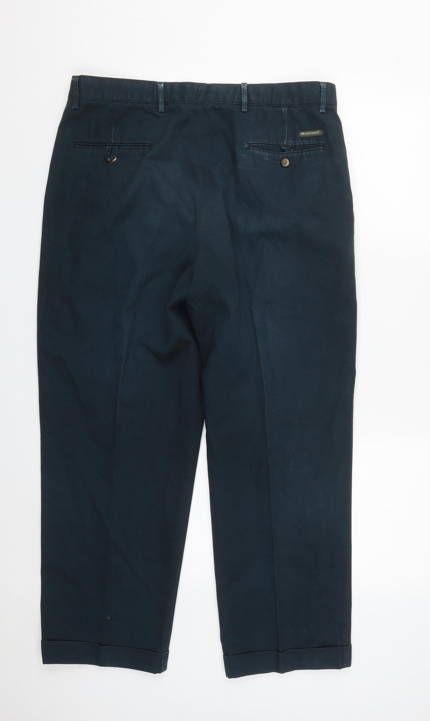 DOCKERS Mens Blue  Cotton Carrot Trousers Size 36 in L30 in Regular Zip