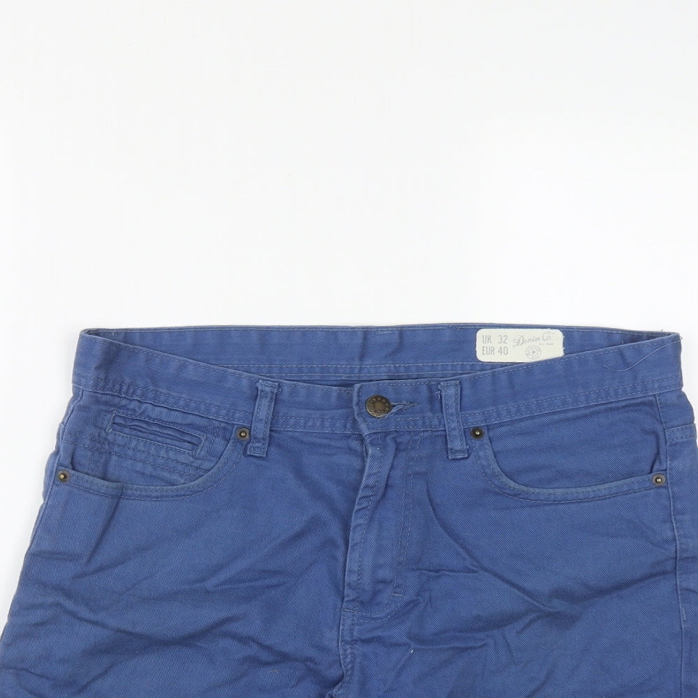 Denim & Co. Mens Blue  Cotton Bermuda Shorts Size 34 in L10 in Regular Zip