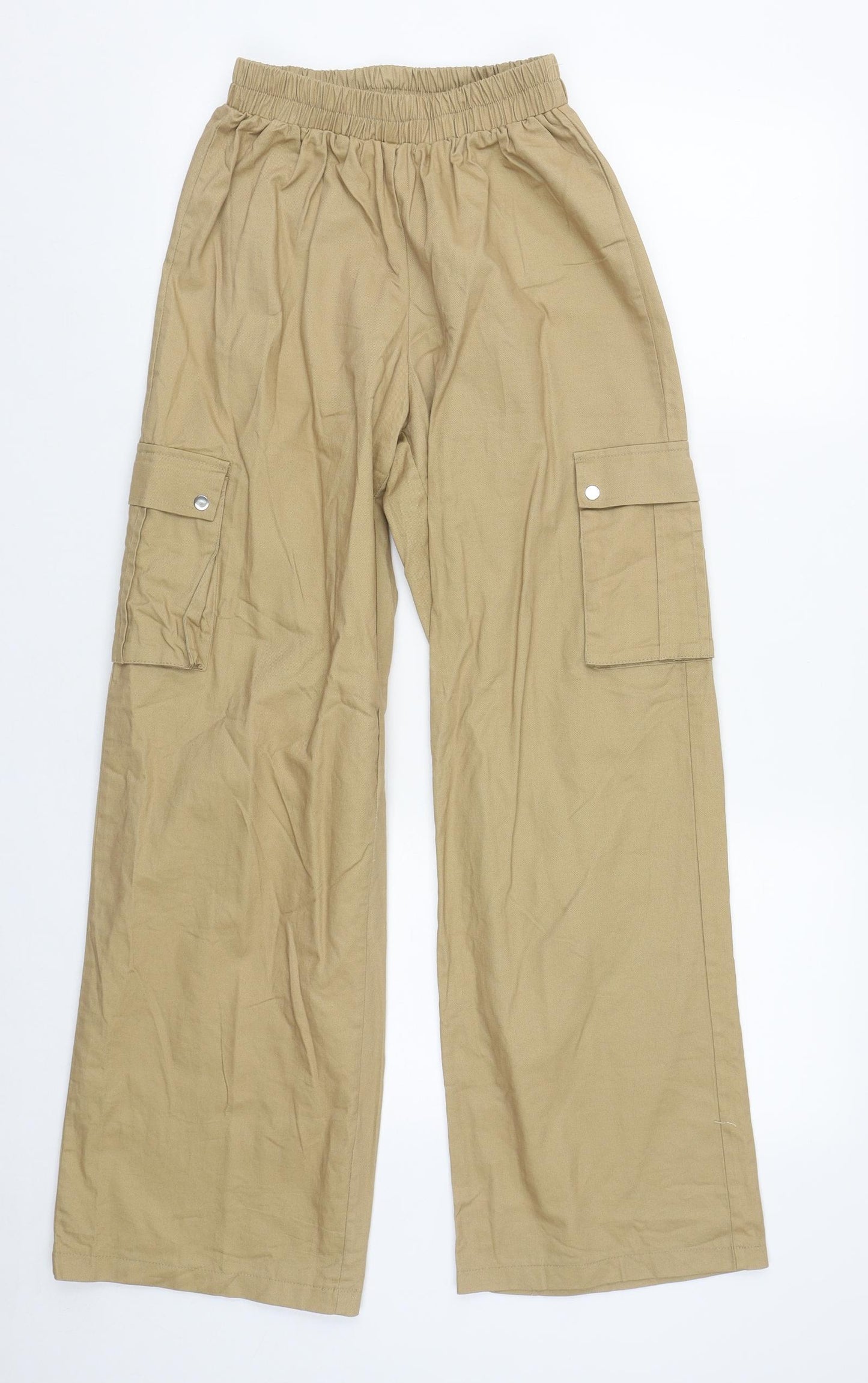 PRETTYLITTLETHING Womens Brown  Cotton Cargo Trousers Size 6 L29 in Regular