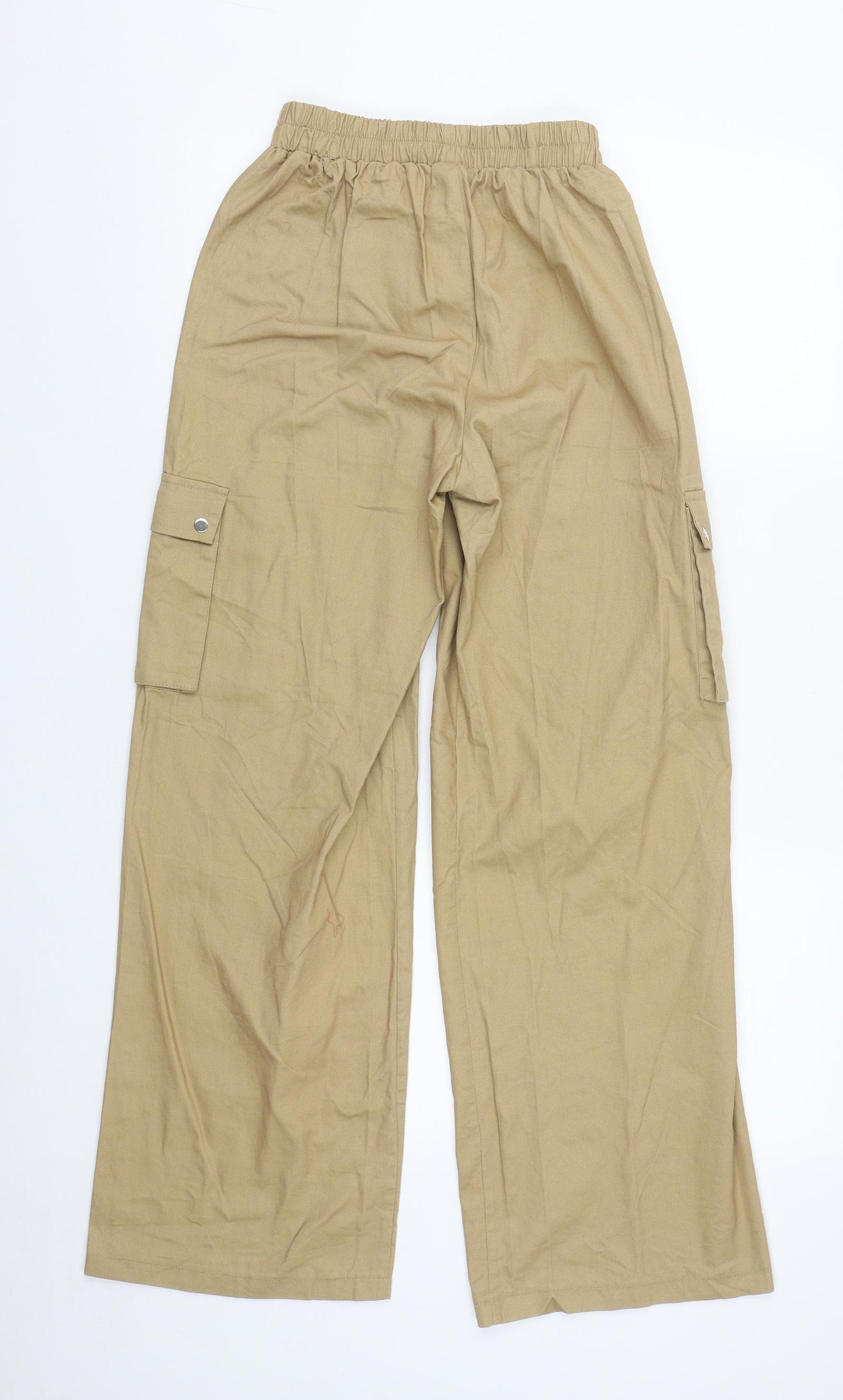 PRETTYLITTLETHING Womens Brown  Cotton Cargo Trousers Size 6 L29 in Regular