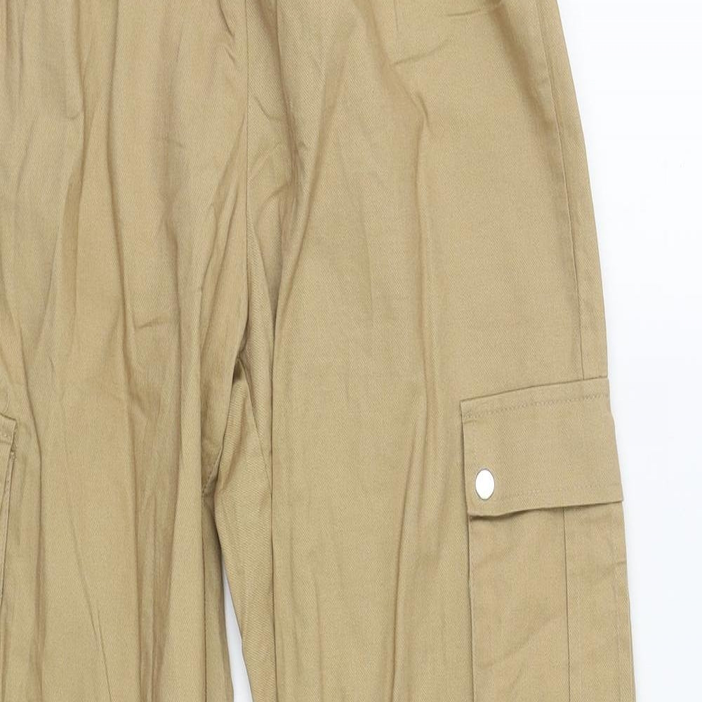 PRETTYLITTLETHING Womens Brown  Cotton Cargo Trousers Size 6 L29 in Regular