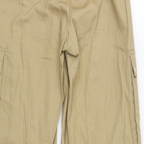 PRETTYLITTLETHING Womens Brown  Cotton Cargo Trousers Size 6 L29 in Regular