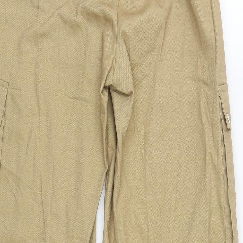 PRETTYLITTLETHING Womens Brown  Cotton Cargo Trousers Size 6 L29 in Regular