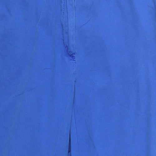 Marks and Spencer Womens Blue  Cotton Cropped Trousers Size 16 L25 in Regular Zip