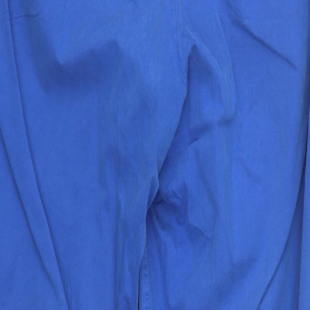 Marks and Spencer Womens Blue  Cotton Cropped Trousers Size 16 L25 in Regular Zip