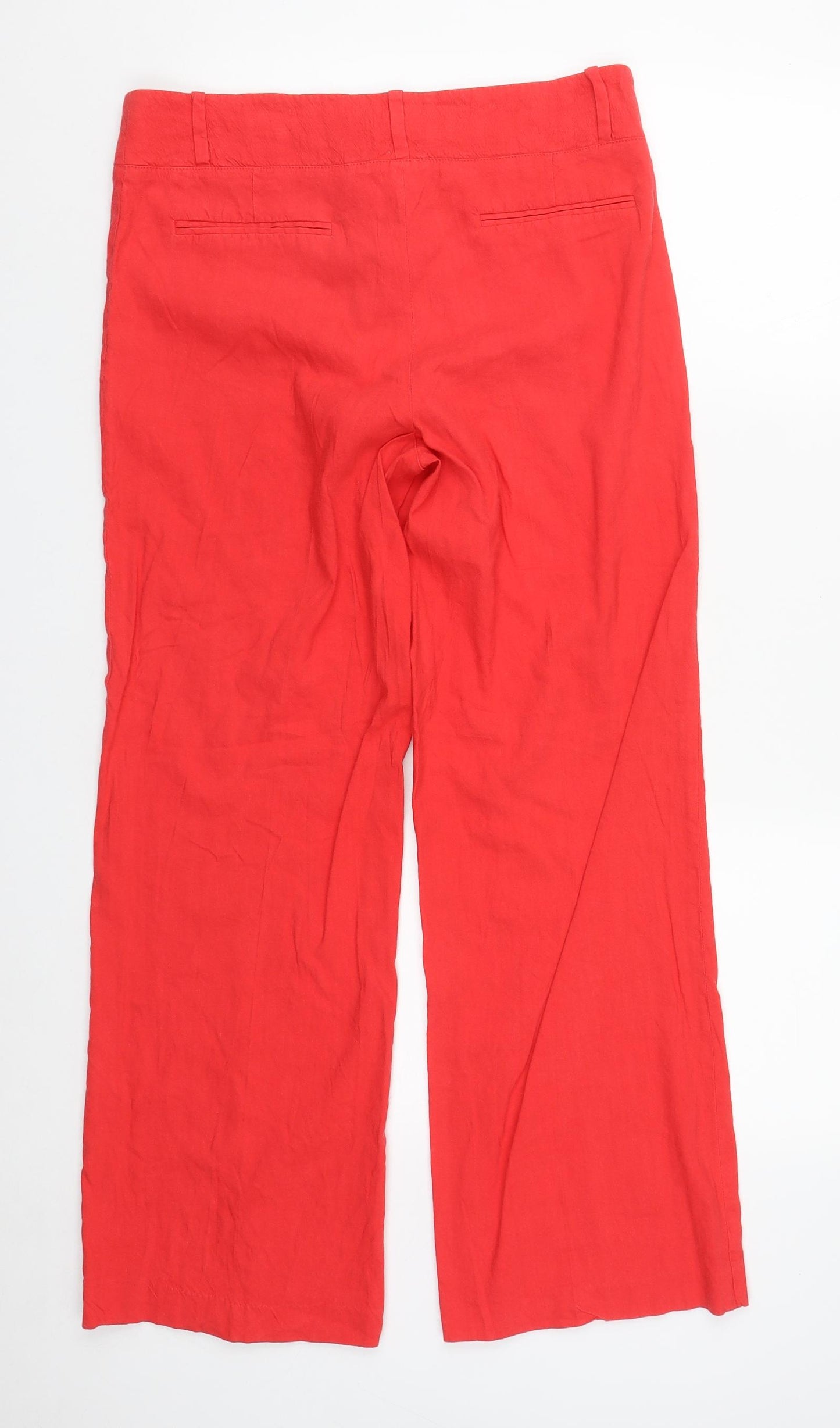 Tu  Womens Red  Linen Trousers  Size 12 L30 in Regular Zip