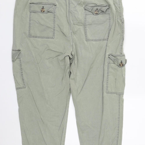 Marks and Spencer Womens Green  Lyocell Cargo Trousers Size 18 L24 in Regular Zip