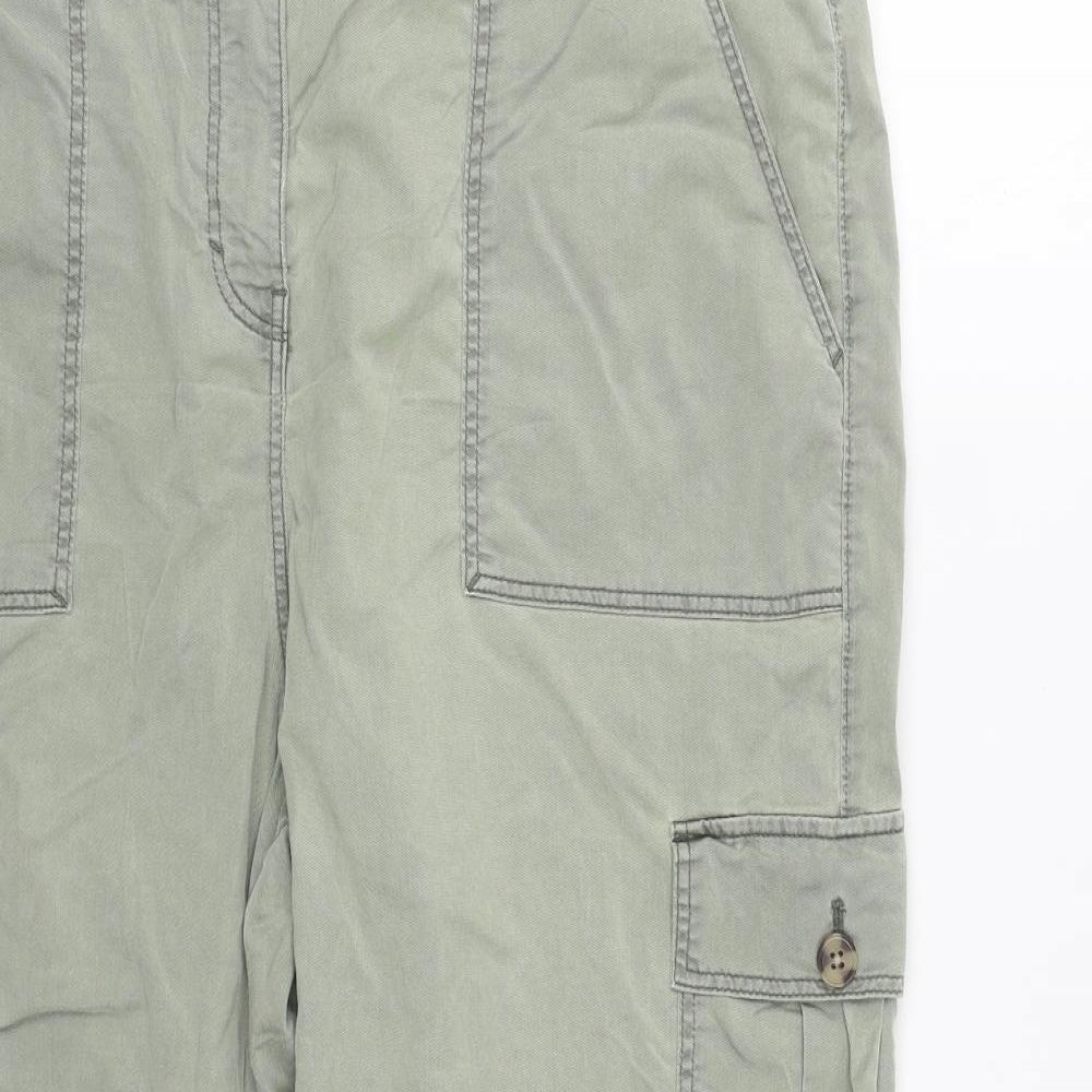 Marks and Spencer Womens Green  Lyocell Cargo Trousers Size 18 L24 in Regular Zip