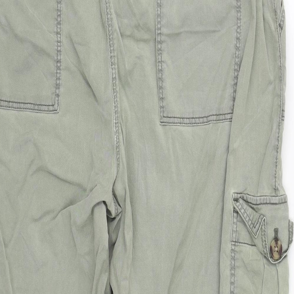 Marks and Spencer Womens Green  Lyocell Cargo Trousers Size 18 L24 in Regular Zip