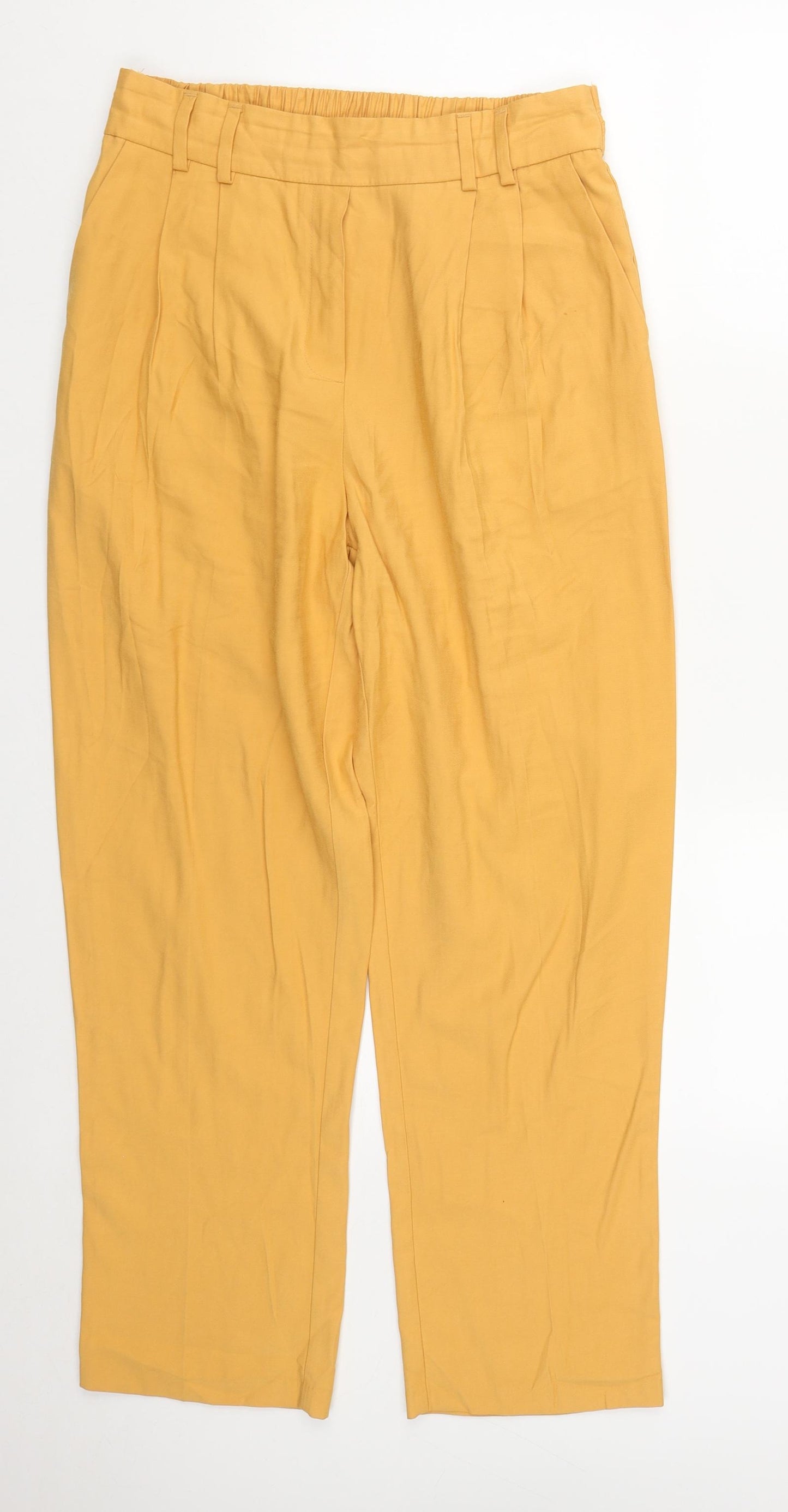 Primark Womens Yellow  Viscose Trousers  Size 12 L27 in Regular
