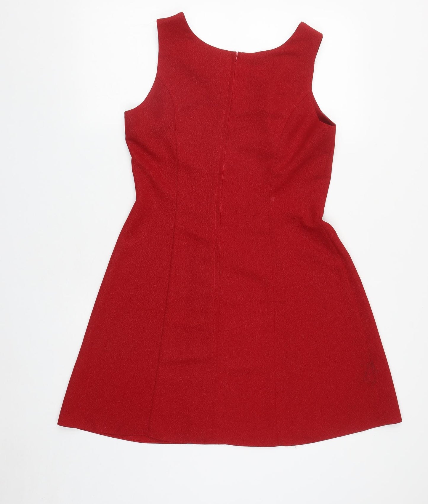 Etam Womens Red  Polyester Fit & Flare  Size 12  Round Neck Zip