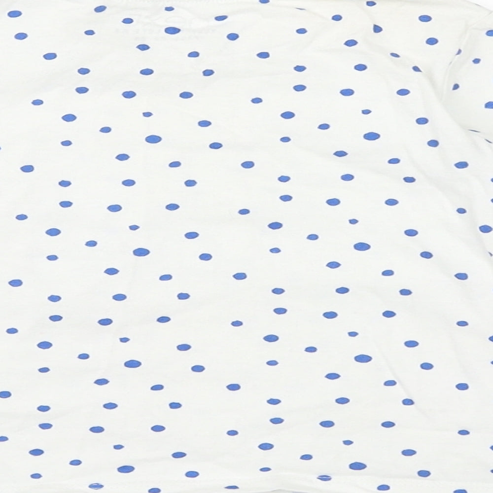 NEXT Girls White Polka Dot Cotton Basic T-Shirt Size 3-4 Years Roll Neck