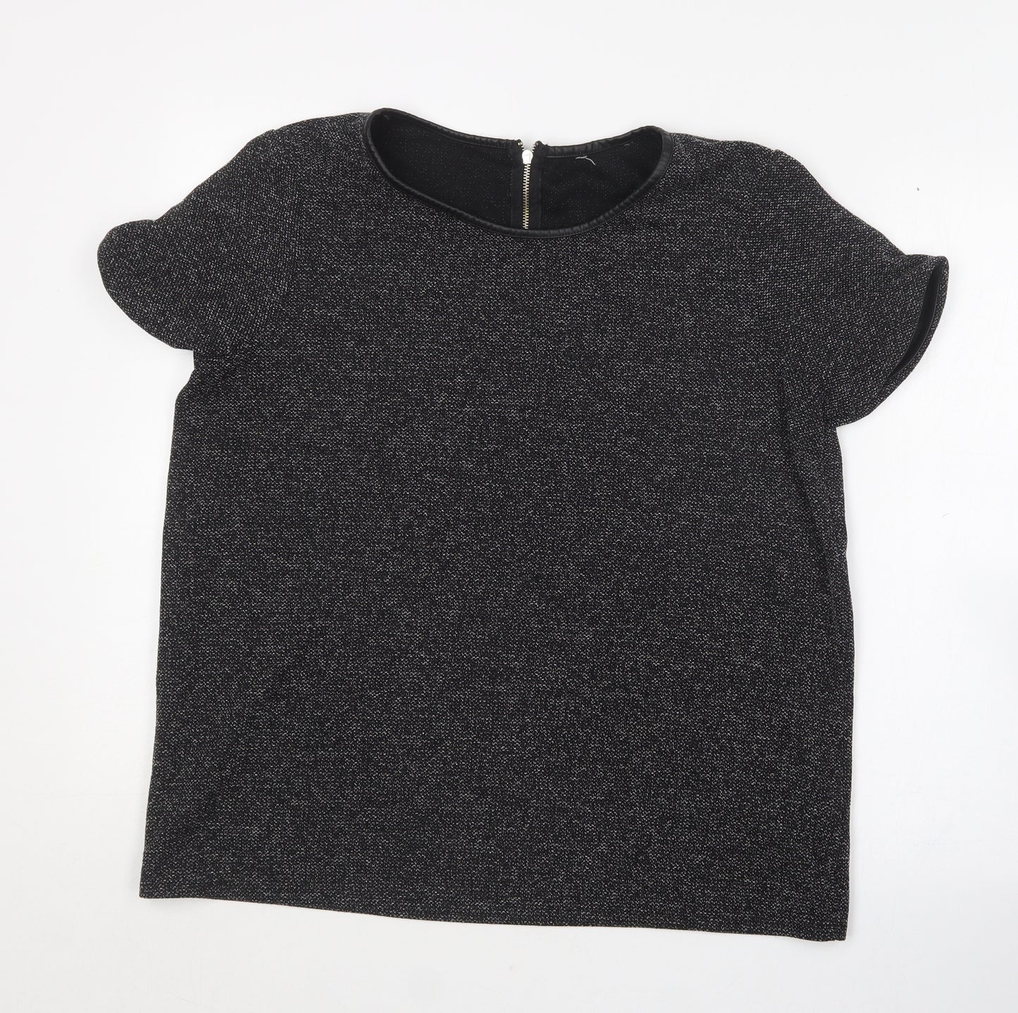 TU Womens Black  Polyester Basic T-Shirt Size 16 Round Neck