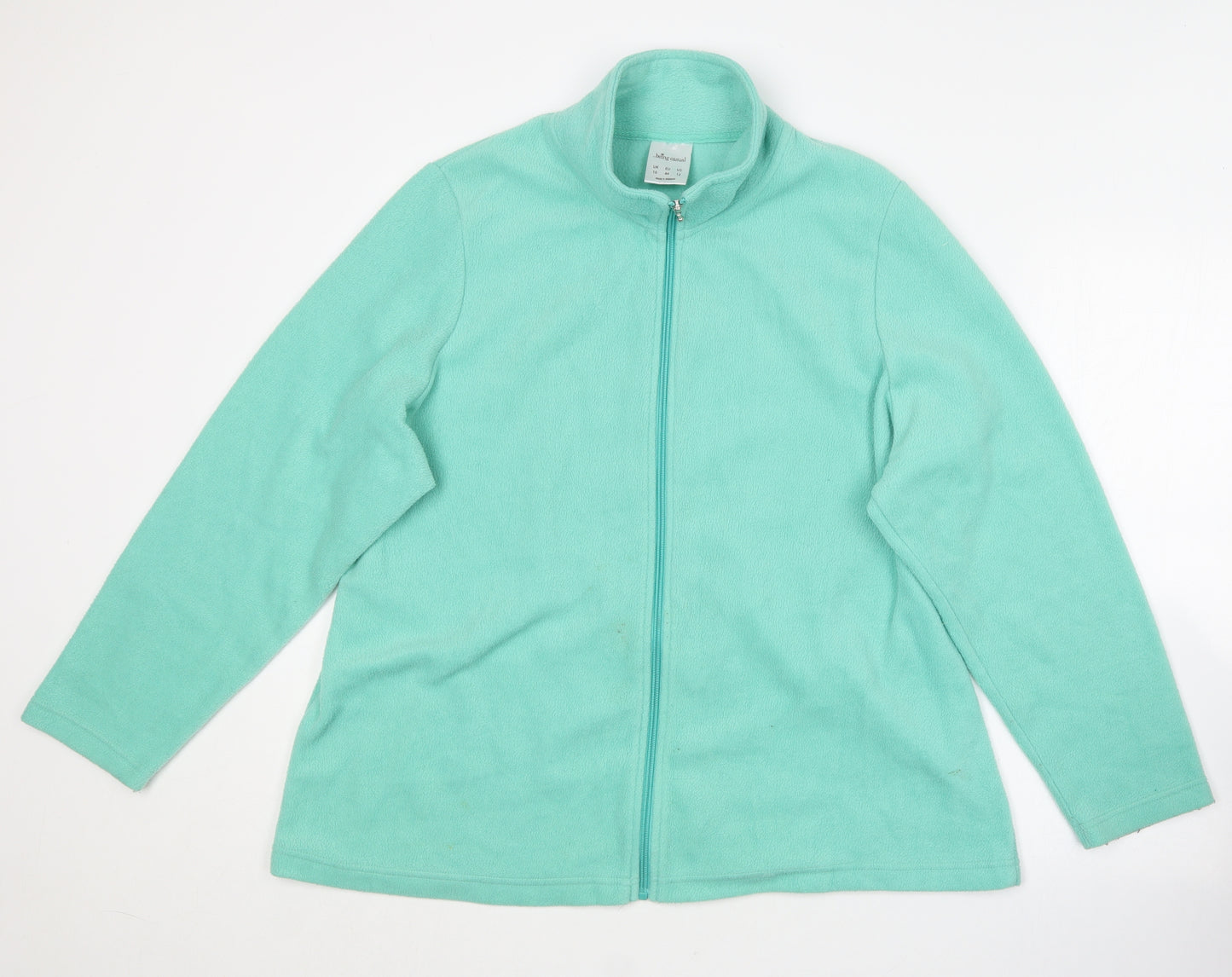 Being casual Womens Green Collared  Polyester Full Zip Jumper Size 16