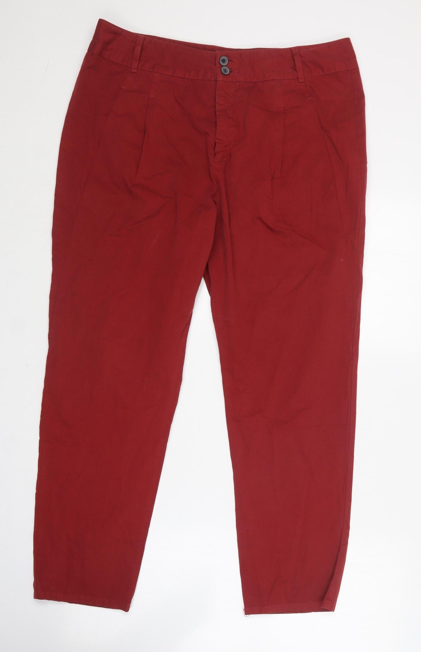 Zara Womens Red  Cotton Carrot Trousers Size XL L25 in Regular