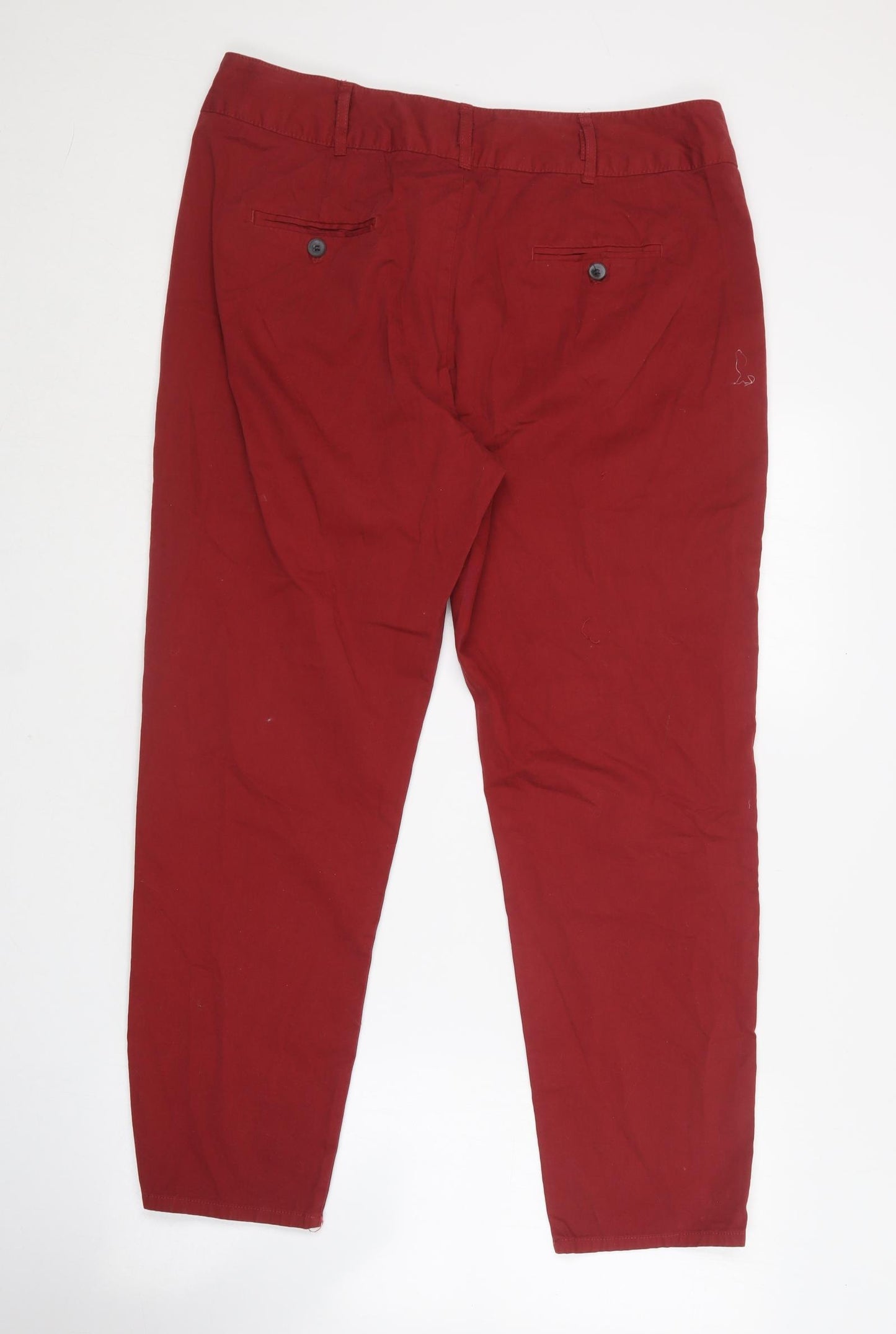 Zara Womens Red  Cotton Carrot Trousers Size XL L25 in Regular