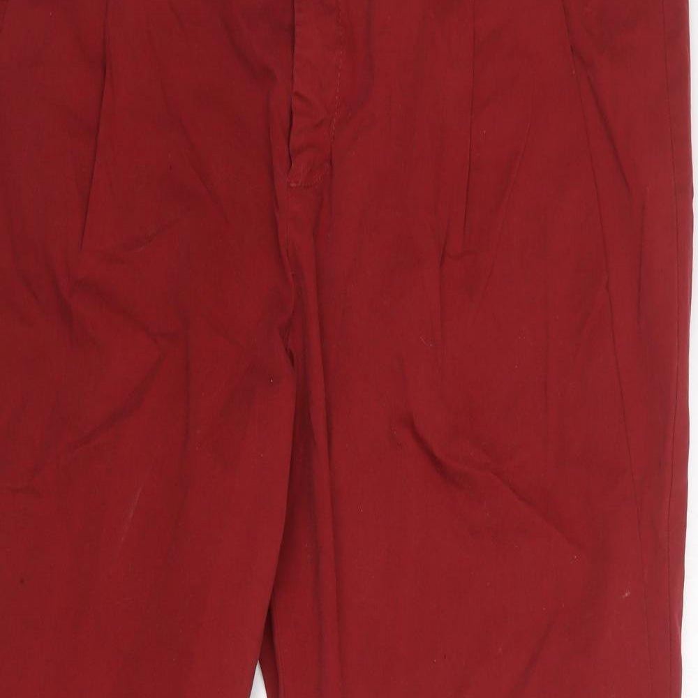 Zara Womens Red  Cotton Carrot Trousers Size XL L25 in Regular