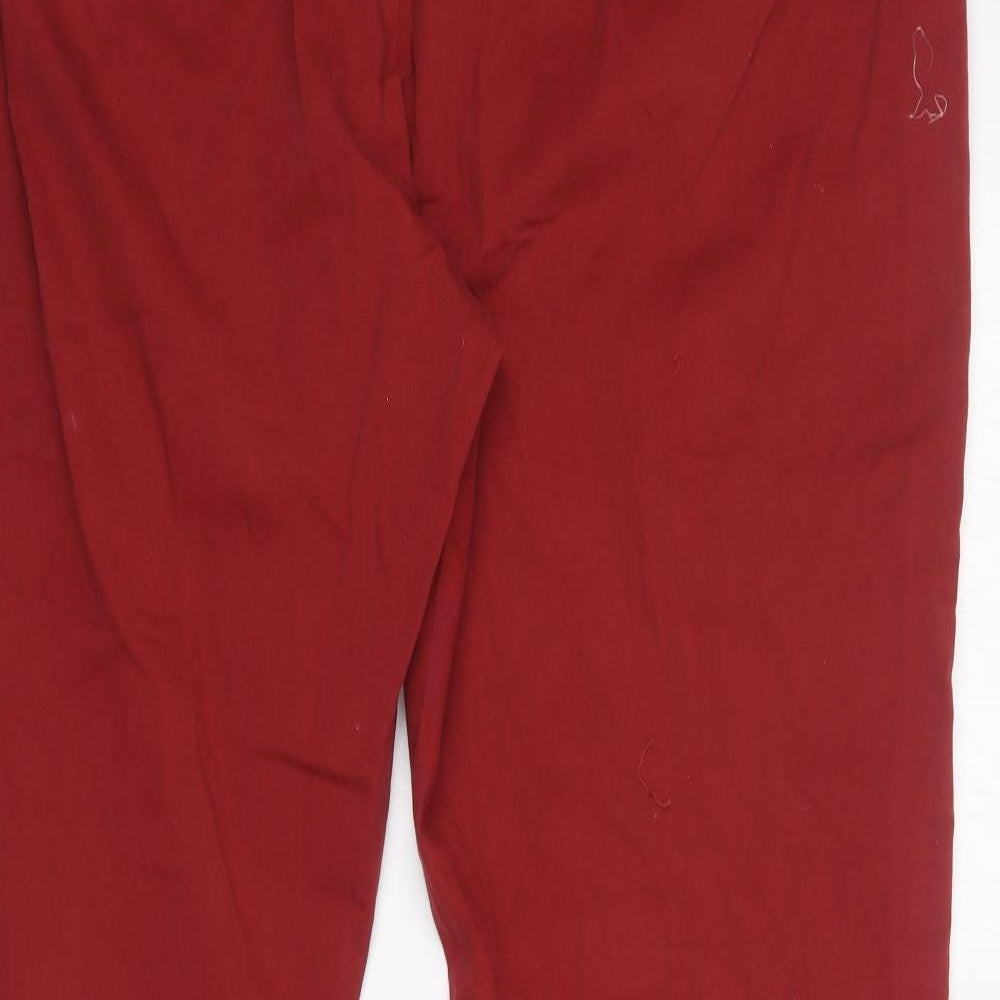 Zara Womens Red  Cotton Carrot Trousers Size XL L25 in Regular