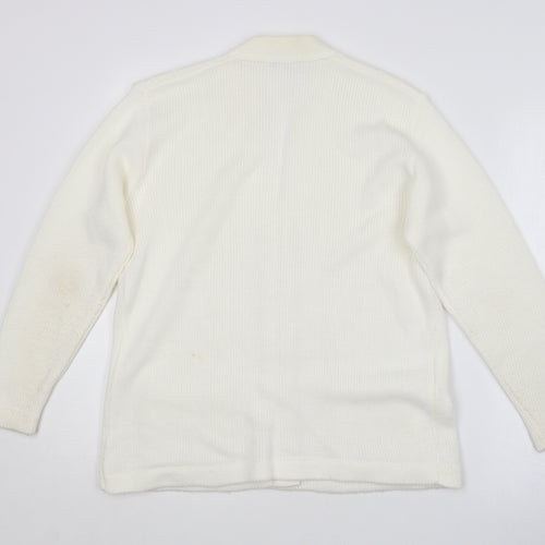 Lady ice Womens Ivory V-Neck  Acrylic Cardigan Jumper Size M   - Size M/L