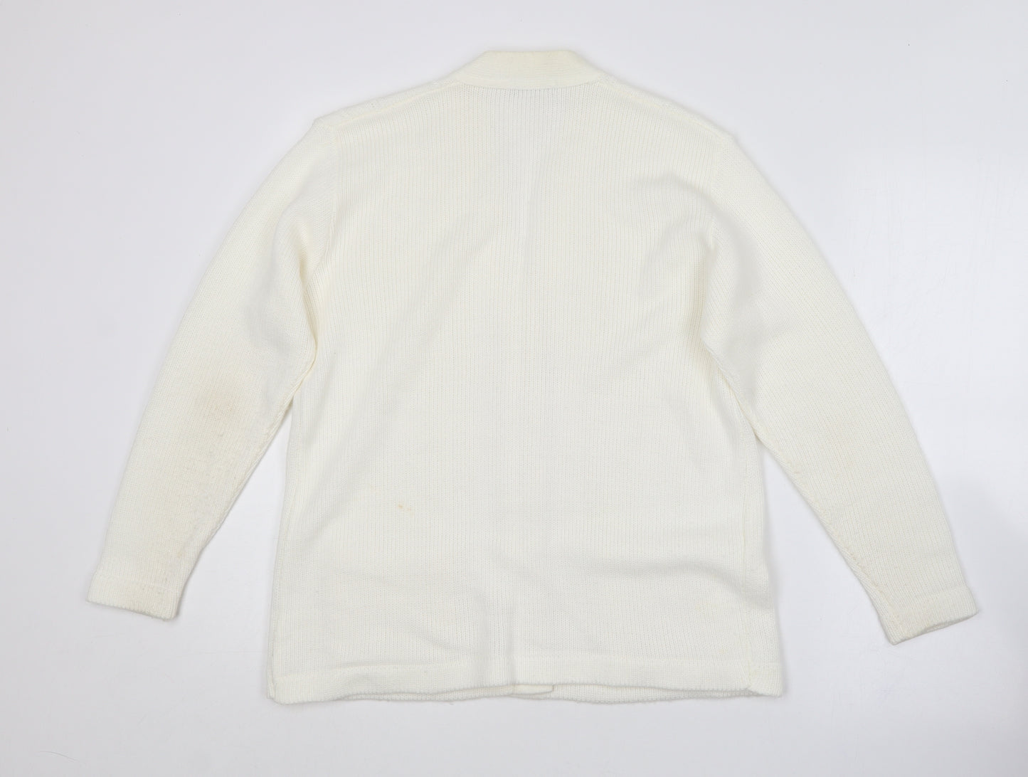 Lady ice Womens Ivory V-Neck  Acrylic Cardigan Jumper Size M   - Size M/L