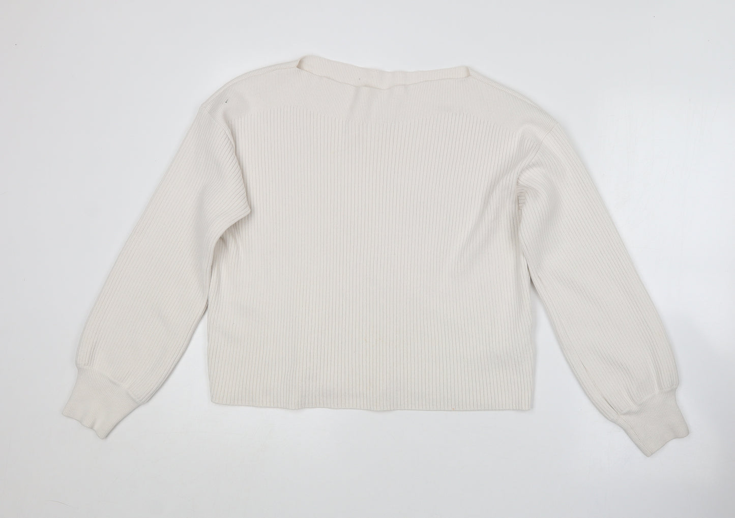 Topshop Womens White Boat Neck  Acrylic Pullover Jumper Size S