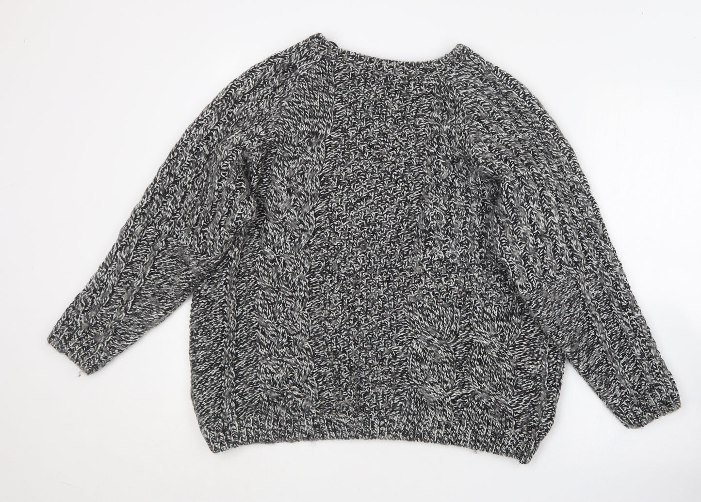 TU Womens Black Round Neck  Acrylic Pullover Jumper Size 16