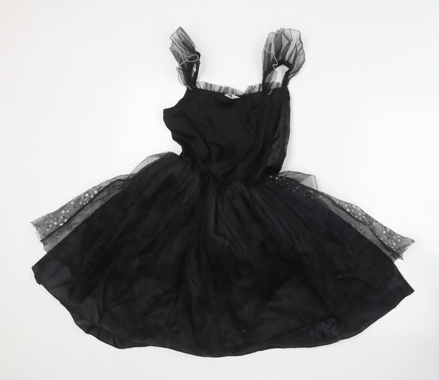 F&F Girls Black  Polyester Skater Dress  Size 11-12 Years  Square Neck  - Halloween costume.