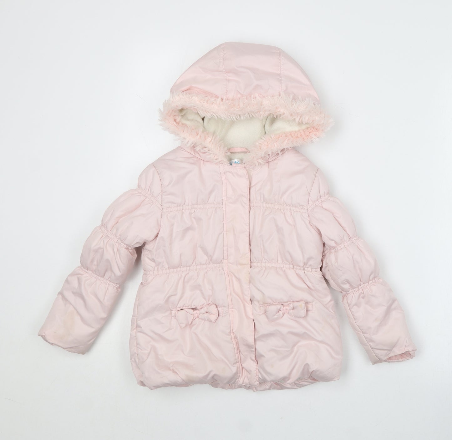 M&Co Girls Pink   Puffer Jacket Coat Size 4-5 Years