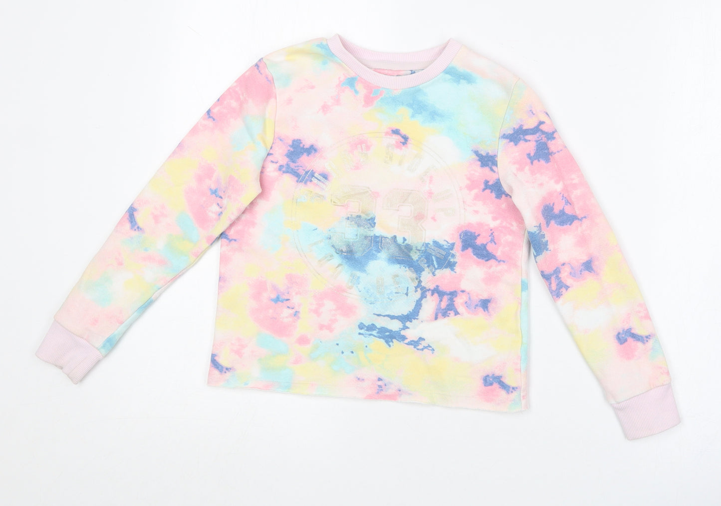 F&F Girls Multicoloured Round Neck  Cotton Pullover Jumper Size 7-8 Years
