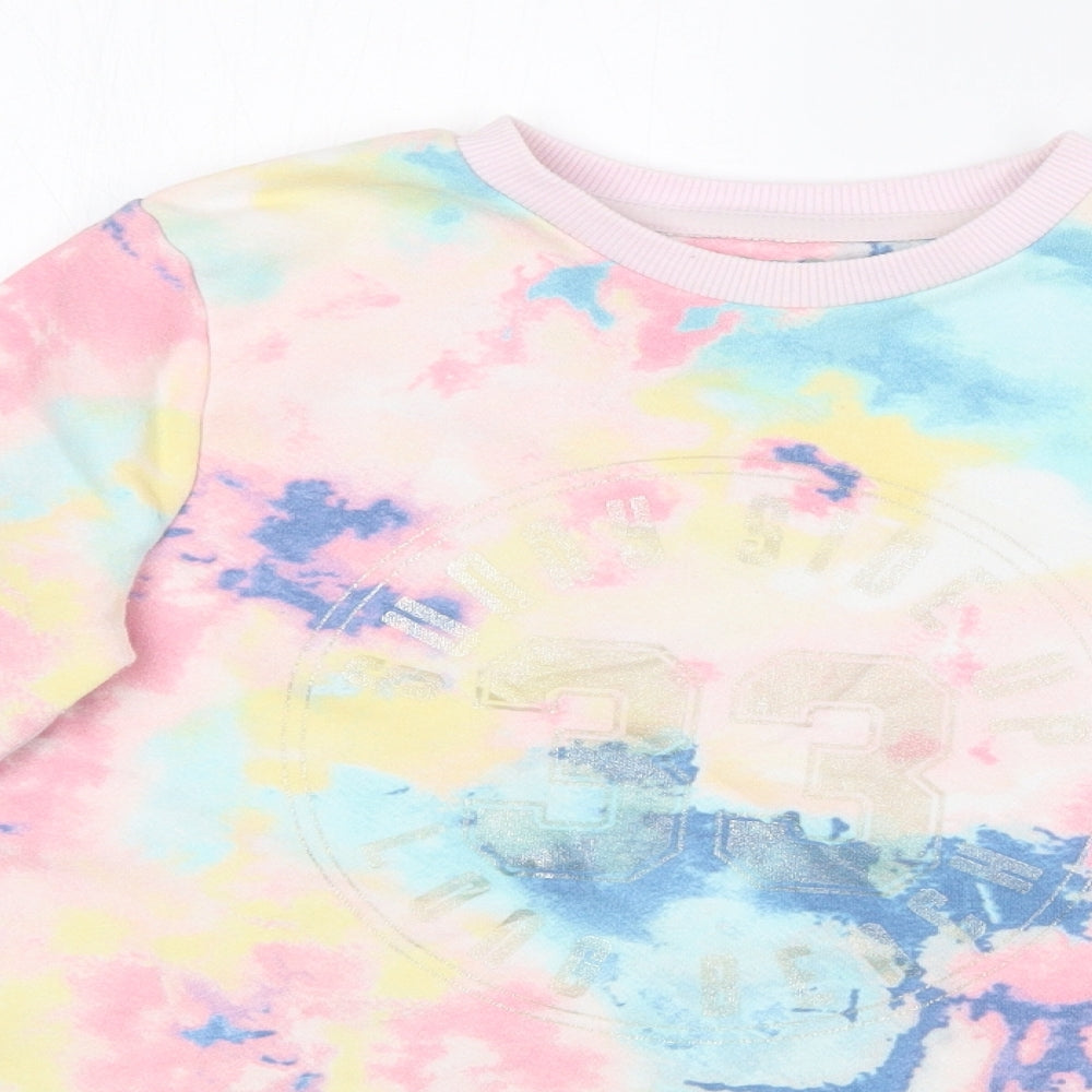 F&F Girls Multicoloured Round Neck  Cotton Pullover Jumper Size 7-8 Years