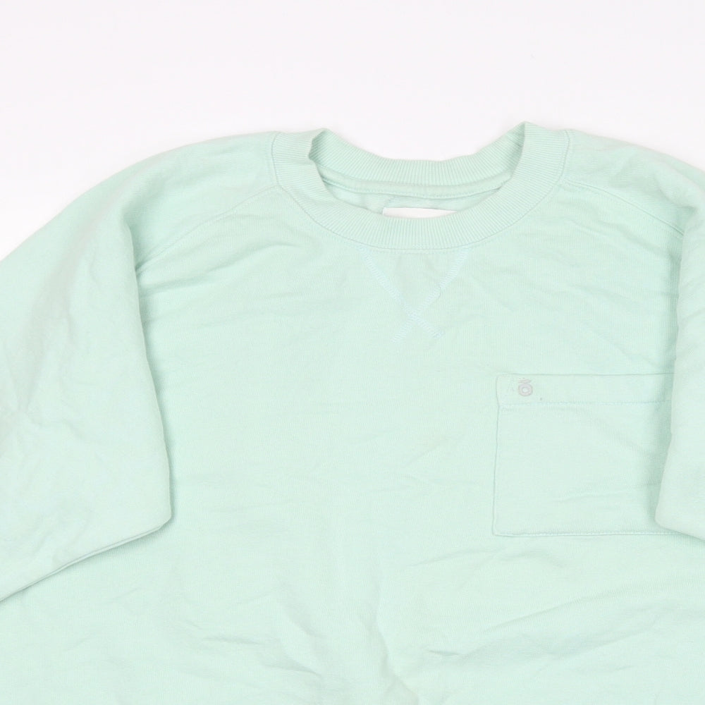 FOR Womens Green Round Neck  Cotton Pullover Jumper Size L